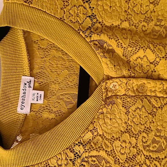 EYESHADOW GIRLS YELLOW LACE TOP WITH ATTACHED CAMI SIZE XL - Picture 5 of 11